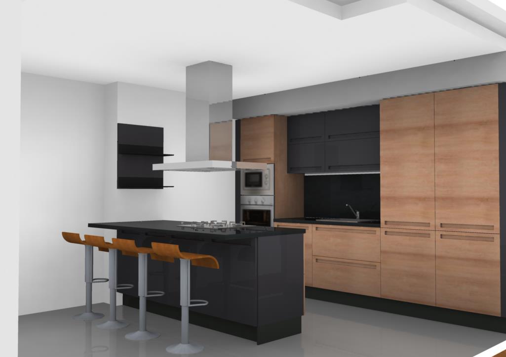 Render 3D inicial de la cuina