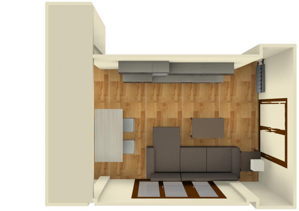 Planta 3D de la distribució de la sala-menjador