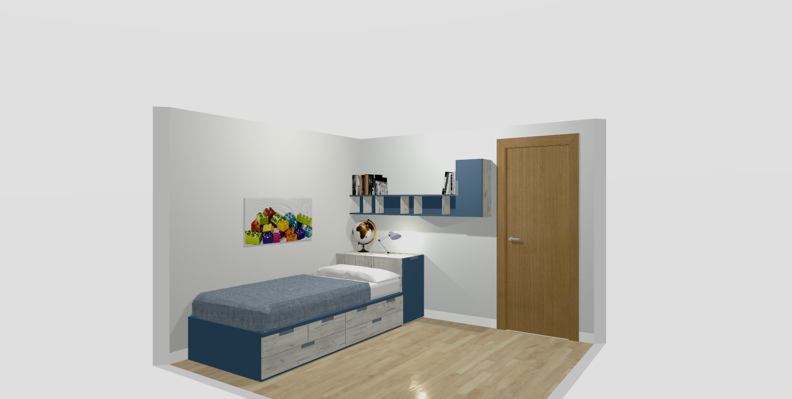 Render 3D de la proposta del dormitori juvenil