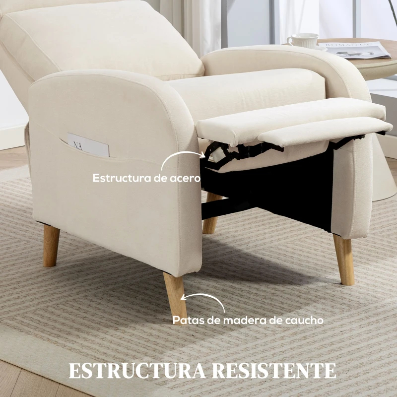 Sillón Relax Manual Tapizado en Lino color Crema - Imagen 7