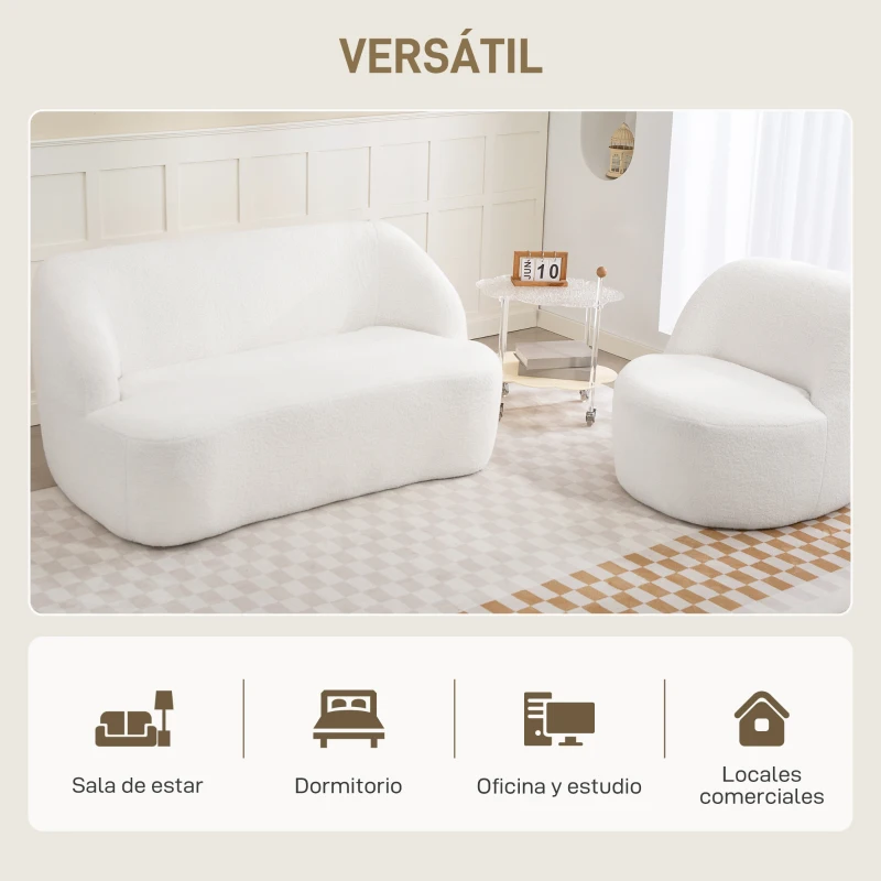 Sofá 2 plazas curvo crema - Imagen 8