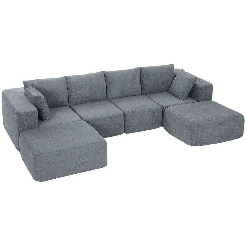 Sofá modular terciopelo gris