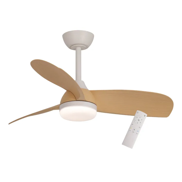 VENTILADOR LED 3 PALAS DC BLANCO + MADERA CLARA 91 cm 7027 - Imagen 3