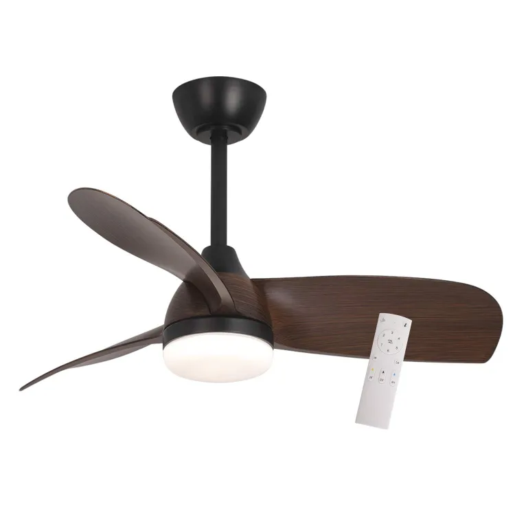 VENTILADOR LED 3 PALAS DC NEGRO + MADERA OSCURA 91 cm 7028 - Imagen 3