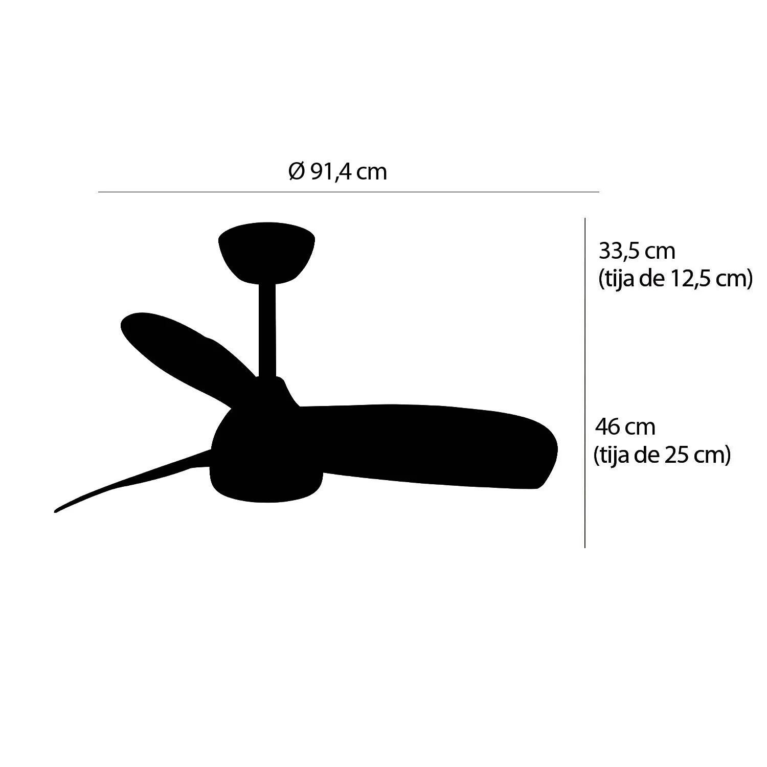 VENTILADOR LED 3 PALAS DC NEGRO + MADERA OSCURA 91 cm 7028 - Imagen 4