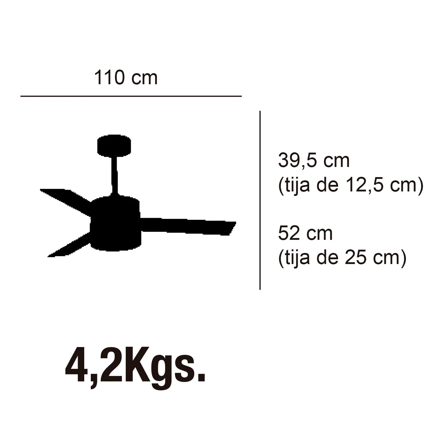 VENTILADOR LED 3 PALAS REVERSIBLES DC NEGRO 110 cm 55010 - Imagen 5