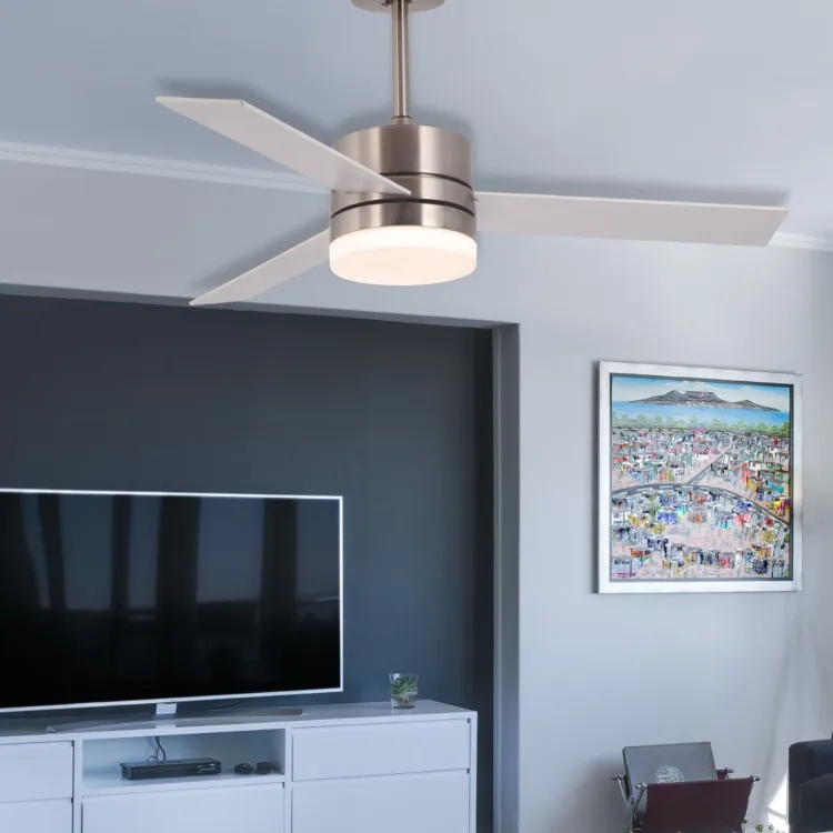 VENTILADOR LED 3 PALAS REVERSIBLES DC NÍQUEL 110 cm 55020